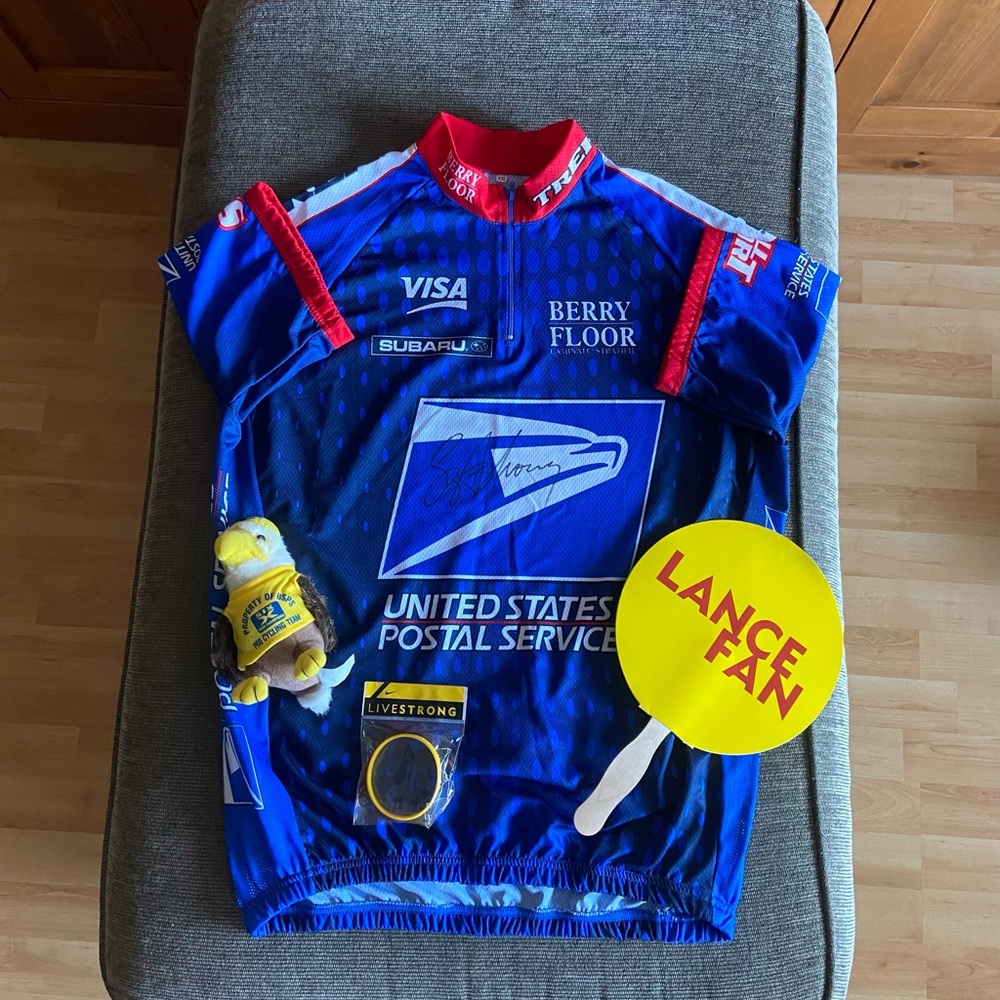 Collectible signed Lance Armstrong USPS Cycling Jersey XXL